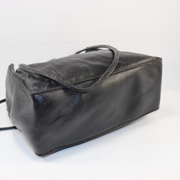 Harley-Davidson Black Leather Shoulder Tote Bag Logo Front - Picture 6 of 7